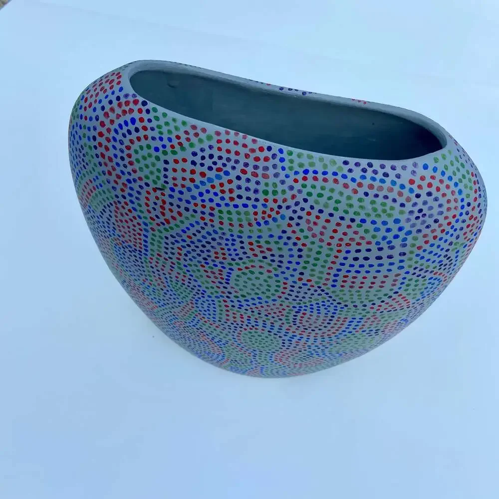 Handmade Slim Patterned Colorful Retro Vase
